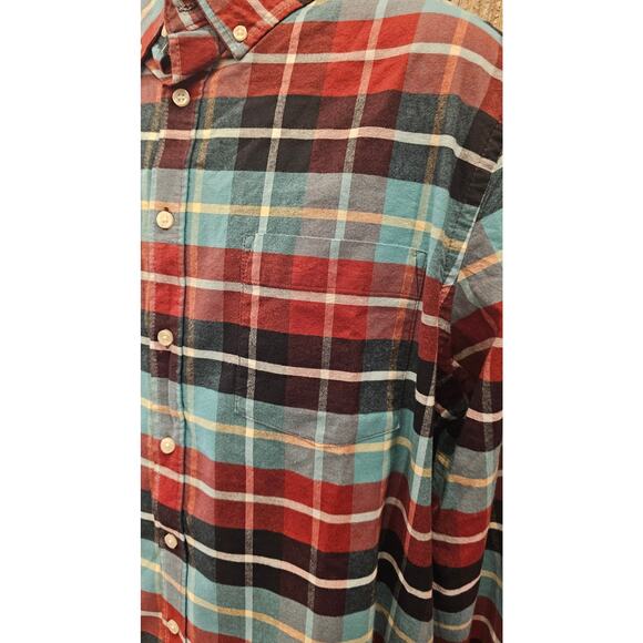 NWT goodfellow plaid colorful light flannel button up NEW long sleeve XL casual - Picture 4 of 7